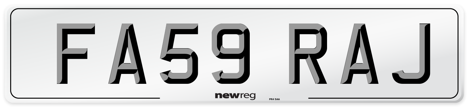 FA59 RAJ Number Plate from New Reg